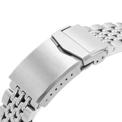 22mm Goma BOR Watch Band for Seiko GMT SSK001, 316L Stainless Steel Brushed and Polished V-Clasp