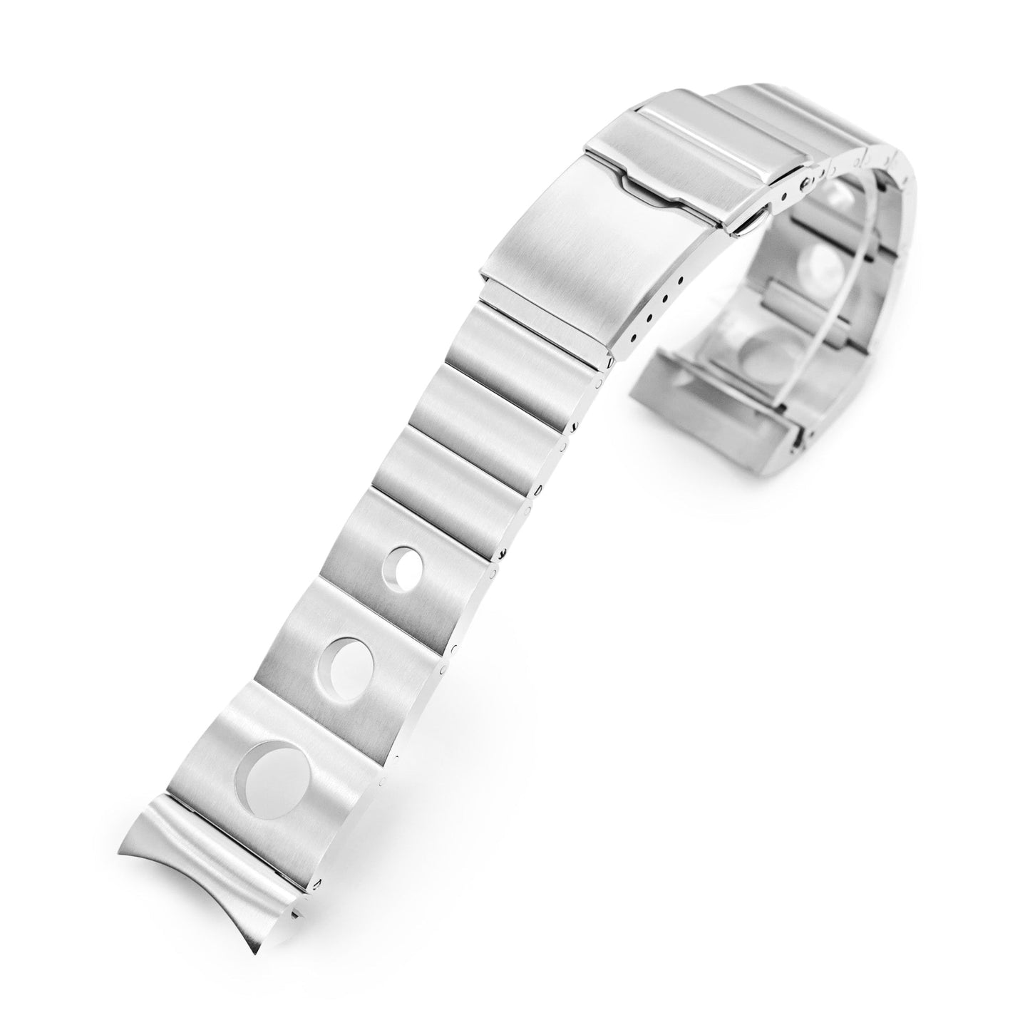 22mm Rollball version II Watch Band for Seiko GMT SSK001, 316L Stainless Steel Brushed Baton Diver Clasp