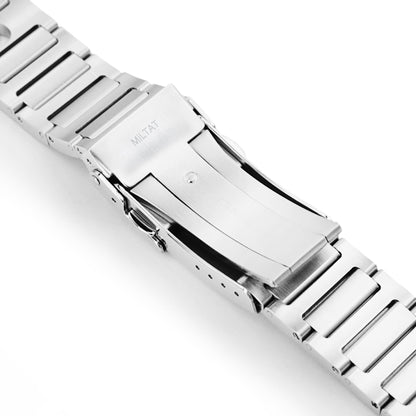 Rollball version II QR Watch Band Straight End Quick Release, 316L Stainless Steel Brushed Baton Diver Clasps