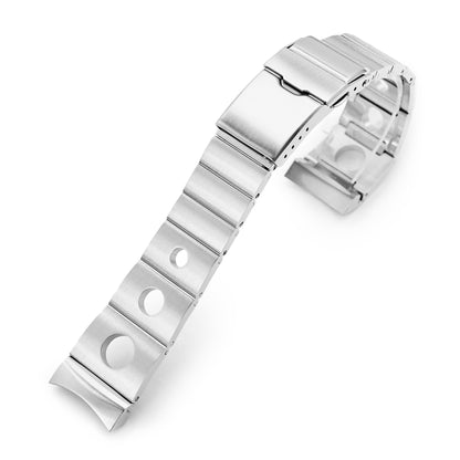 22mm Rollball version II Watch Band for Orient Kamasu, 316L Stainless Steel Brushed Baton Diver Clasp