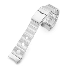 22mm Rollball version II Watch Band for Seiko Samurai SRPB51, 316L Stainless Steel Brushed Baton Diver Clasp