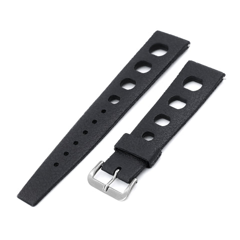 20mm Black Retro Large Holes Rally Rubber watch band