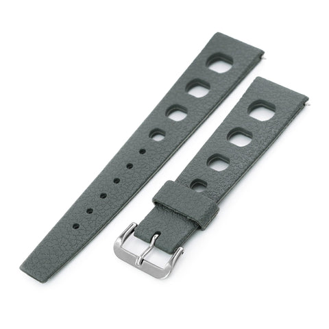 20mm Military Grey Retro Large Holes Rally Rubber watch band