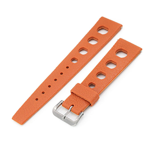 20mm Orange Retro Large Holes Rally Tapered Rubber watch band