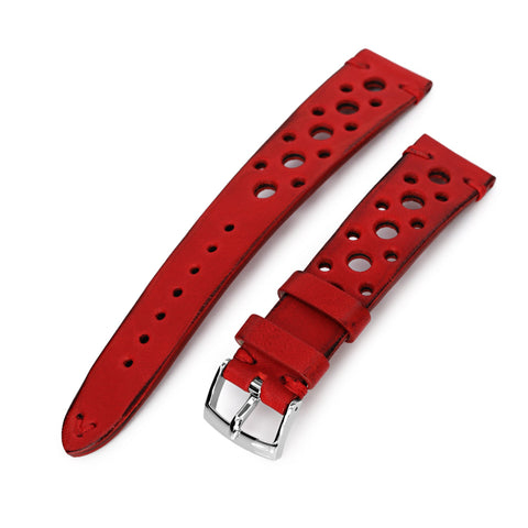 20mm Red Racer Italian Handmade Leather Strap, Polished