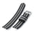 2-pcs Nylon Watch Band, Black & Grey Stripes, Polished Buckle 