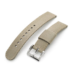 2-pcs Nylon Watch Band, Khaki, Polished Buckle 