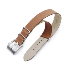 20mm Grezzo leather NATO, Saddle Brown Italian Handmade Watch Band