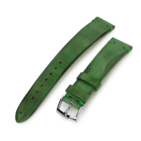 20mm Green Italian Handmade Rebel Leather Strap, Polished
