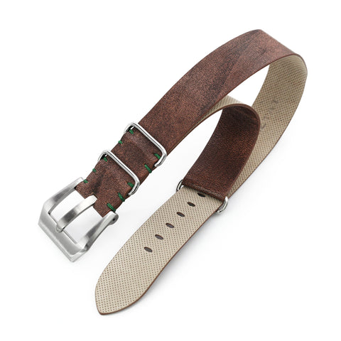 20mm Brown Grezzo leather NATO, Italian Handmade strap