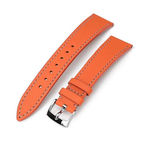 Quick Release, 20mm Orange Tapered Leather Strap, Grey St.