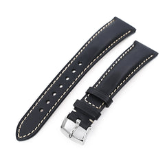 Quick Release, Black Italian Leather Tapered Watch Strap, 19mm or 20mm