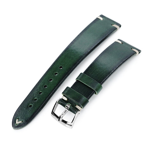 20mm Green Italian Handmade Robinson Leather Strap, Polished