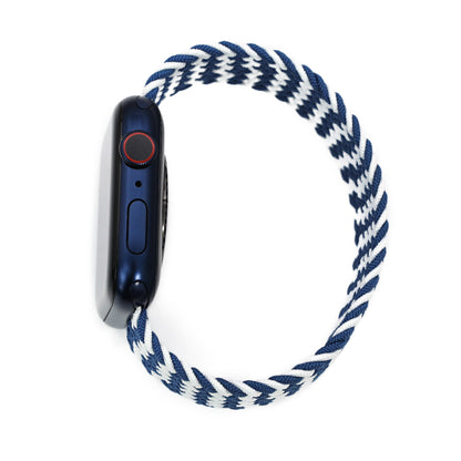 Stretchable Navy-White Solo Loop Braided compatible with Apple Watch 44mm / 42mm models