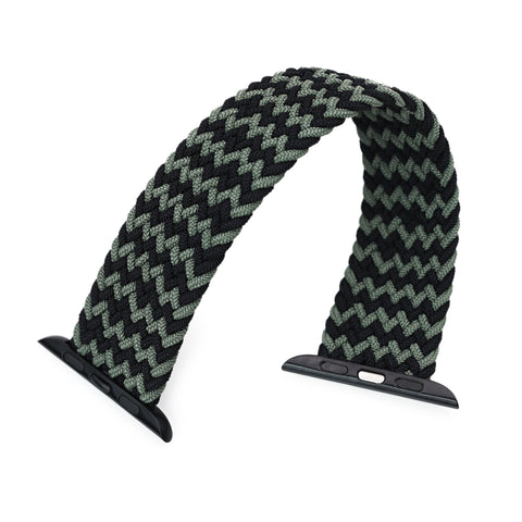 Stretchable Black-Green Solo Loop Braided compatible with Apple Watch 44mm / 42mm models