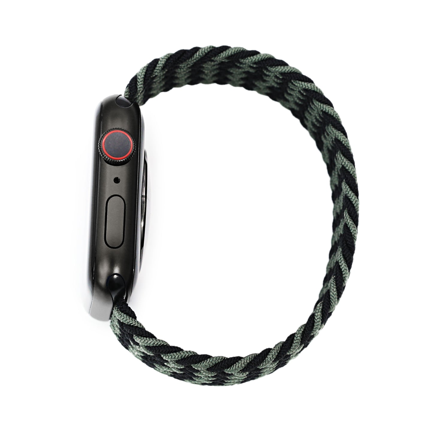 Stretchable Black-Green Solo Loop Braided compatible with Apple Watch 44mm / 42mm models