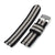 22mm 2-pcs Seatbelt Nylon Watch Band, Black, Grey and Khaki Stripes, Brushed Buckle 