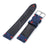 Navy Blue 19mm, 20mm, 21mm, 22mm MiLTAT Quick Release Nubuck Leather Watch Strap, Red Stitching, Sandblasted
