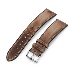 Quick Release, Brown Italian Leather Tapered Watch Strap, 19mm to 22mm