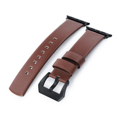 Water Repellent Brown Leather Apple Watch Band for 44mm / 42mm models