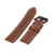24mm Chestnut Brown Straight Leather Watch Band, PVD Black Buckle