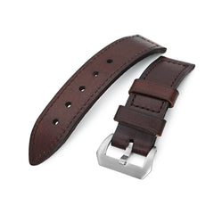26mm Dark Brown Leather Watch Band with Screw-in Buckle 