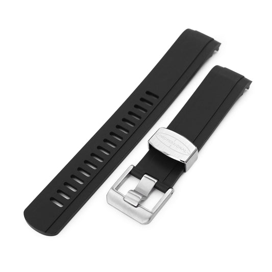 20mm Crafter Blue - Black Rubber Curved Lug Watch Strap for Seiko Baby MM200 & Mini Turtles
