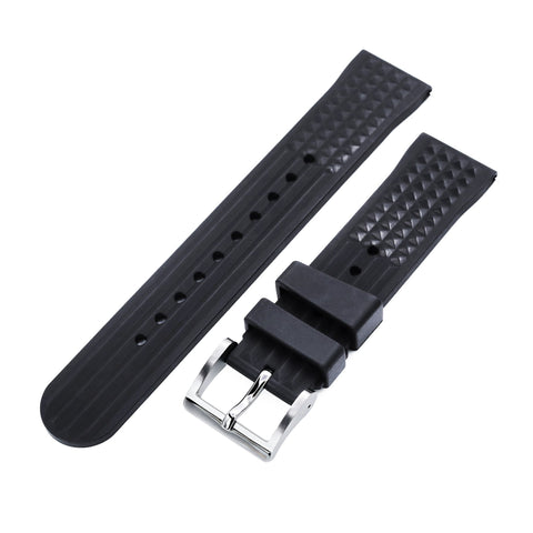 Chaffle Black FKM Rubber watch strap, 19mm to 22mm