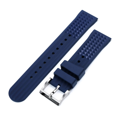 Chaffle Navy Blue FKM Rubber watch strap, 19mm to 22mm
