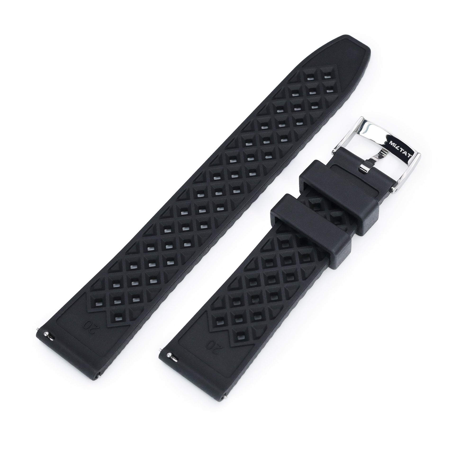Rhombus Black FKM Quick Release rubber watch strap