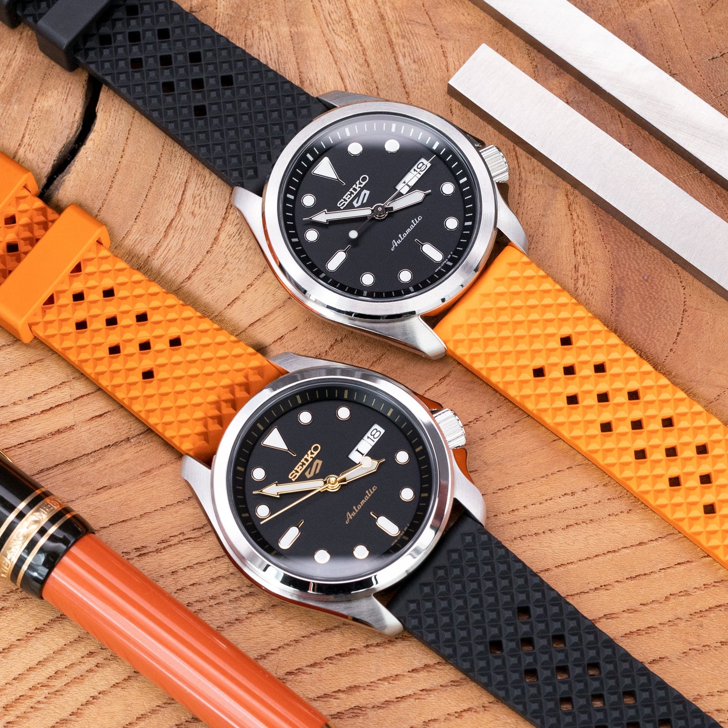 Rhombus Black FKM Quick Release rubber watch strap