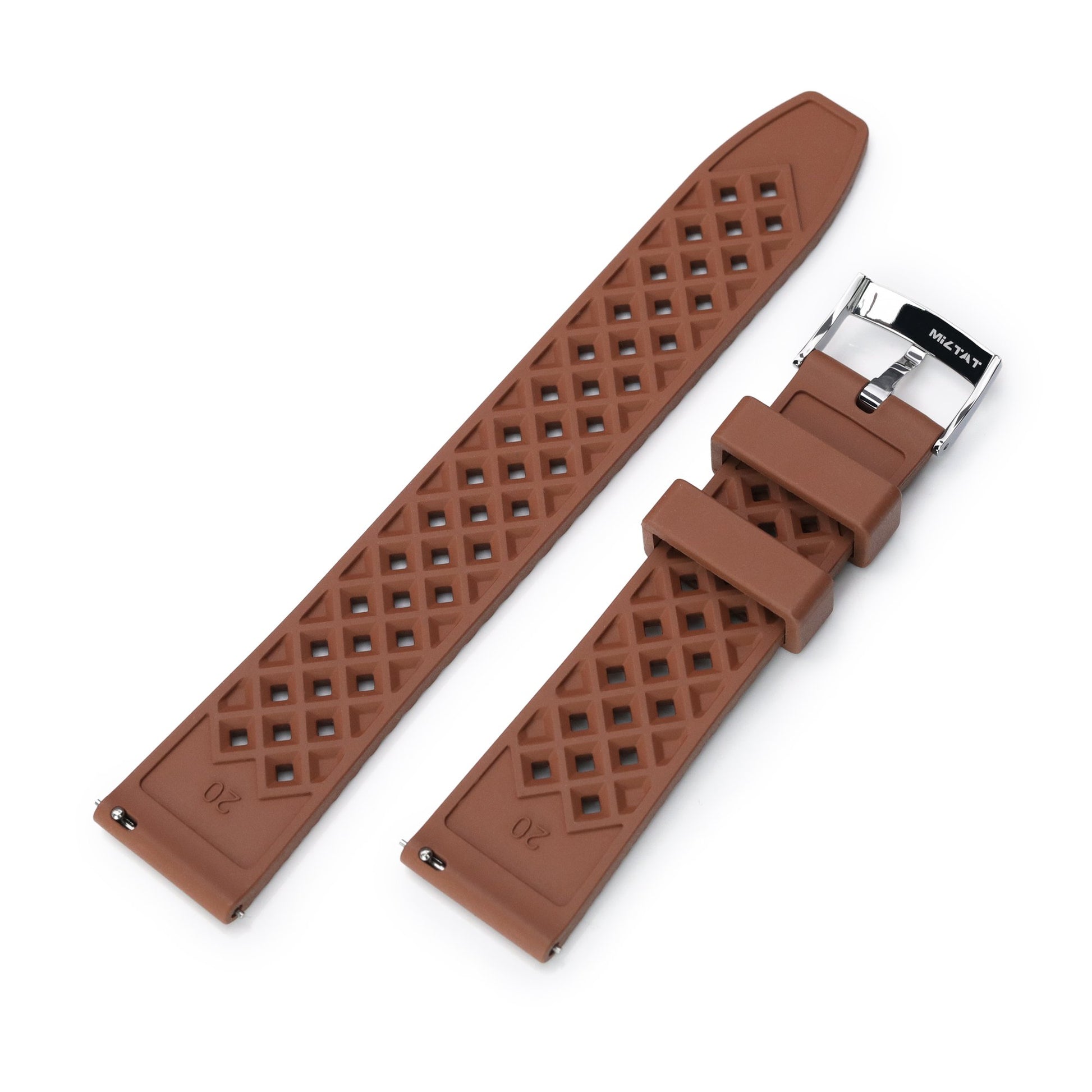 Rhombus Brown FKM Quick Release rubber watch strap