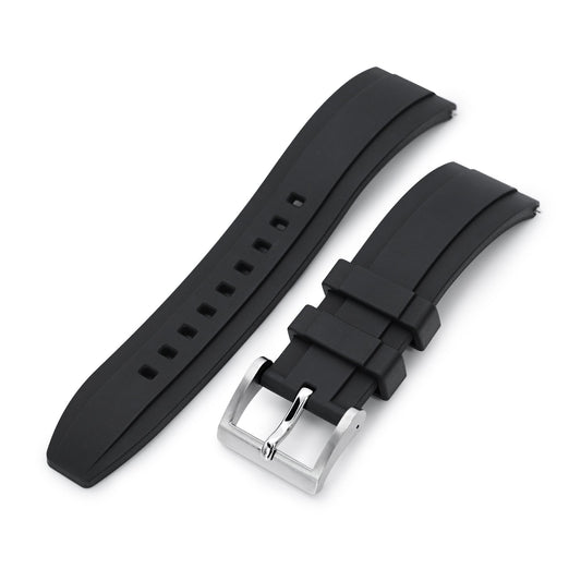FKM08 Black FKM Quick Release rubber watch strap, 20mm or 22mm 
