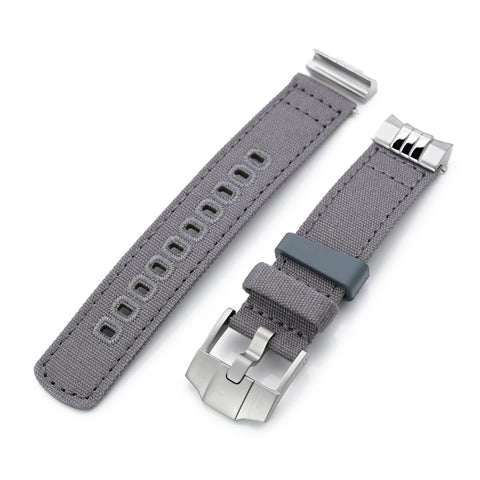 Grey Quick Release Canvas + Add-on End Piece watch strap compatible with Seiko Sumo SPB103