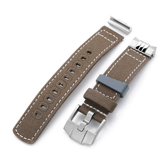 Tan Color Quick Release Canvas + Add-on End Piece watch strap for Seiko Sumo SPB103