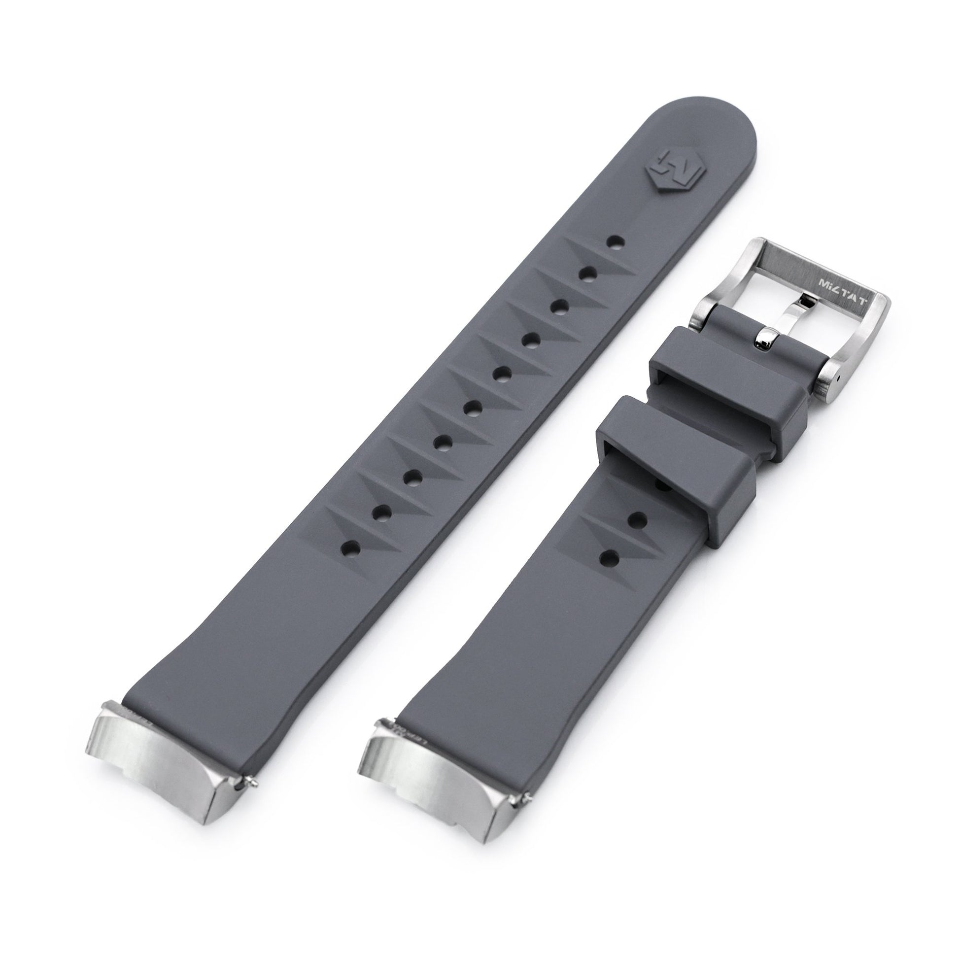 Chaffle Military Grey FKM Rubber + Add-on End Piece watch strap for Seiko Sumo SPB103