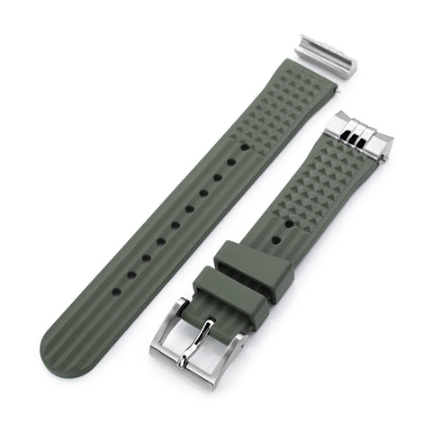 Chaffle Military Green FKM Rubber + Add-on End Piece watch strap compatible with Seiko Sumo SPB103