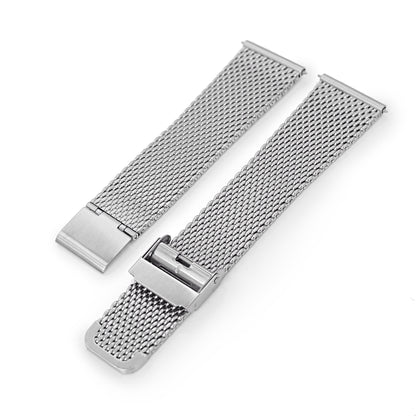 Quick Release Tapered Milanese Mesh Watch Band, 20mm or 22mm, Brushed