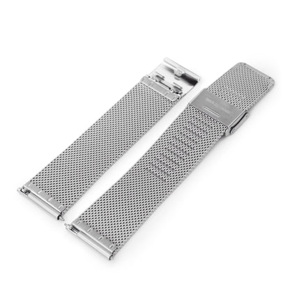 Quick Release Classic Superfine Mesh Watch Band, 18mm, 19mm, 20mm or 22mm, Brushed