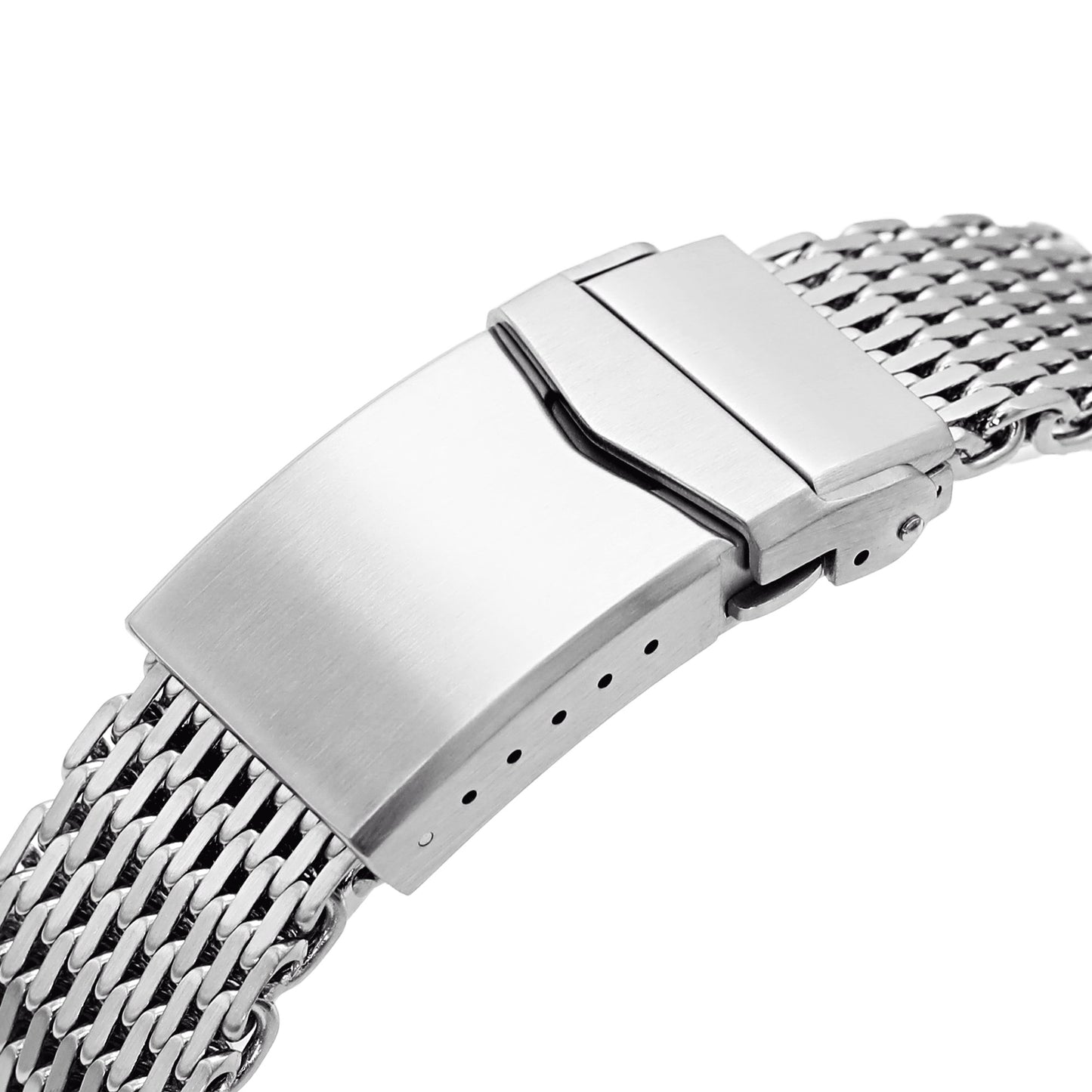 20mm Brushed Tapered Winghead "SHARK" Mesh watch band, V-Clasp