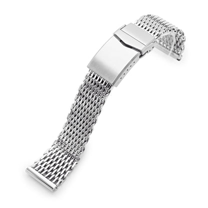 20mm Polished Tapered Winghead "SHARK" Mesh watch band, V-Clasp