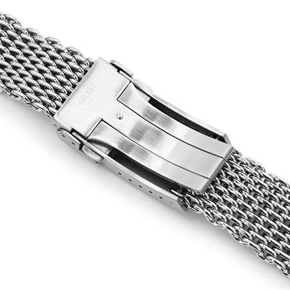 20mm Polished Tapered Winghead "SHARK" Mesh watch band, V-Clasp