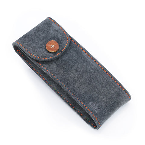 Grey Suede Leather Travel Watch Pouch, Long Size