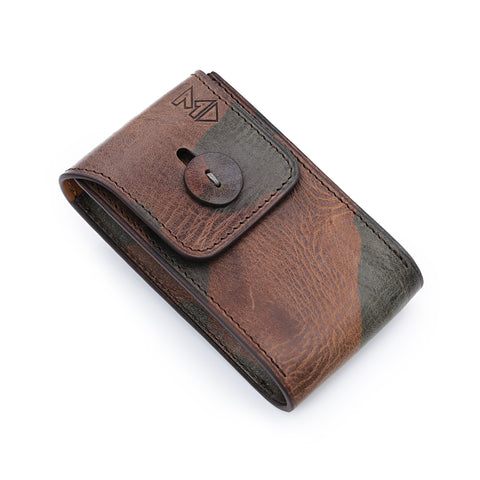 Italian Leather Watch Pouch in Camo Pattern, Short Size