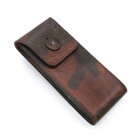 Italian Leather Watch Pouch in Camo Pattern, Long Size