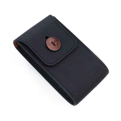 German Leather Watch Pouch in Carbon Fiber Pattern, Short Size