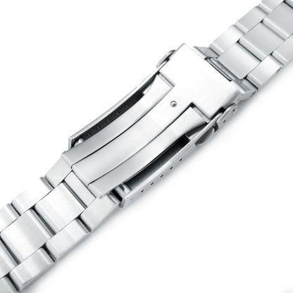 20mm Retro Shaver Blade QR Watch Band Straight End Quick Release, 316L Stainless Steel Brushed V-Clasp
