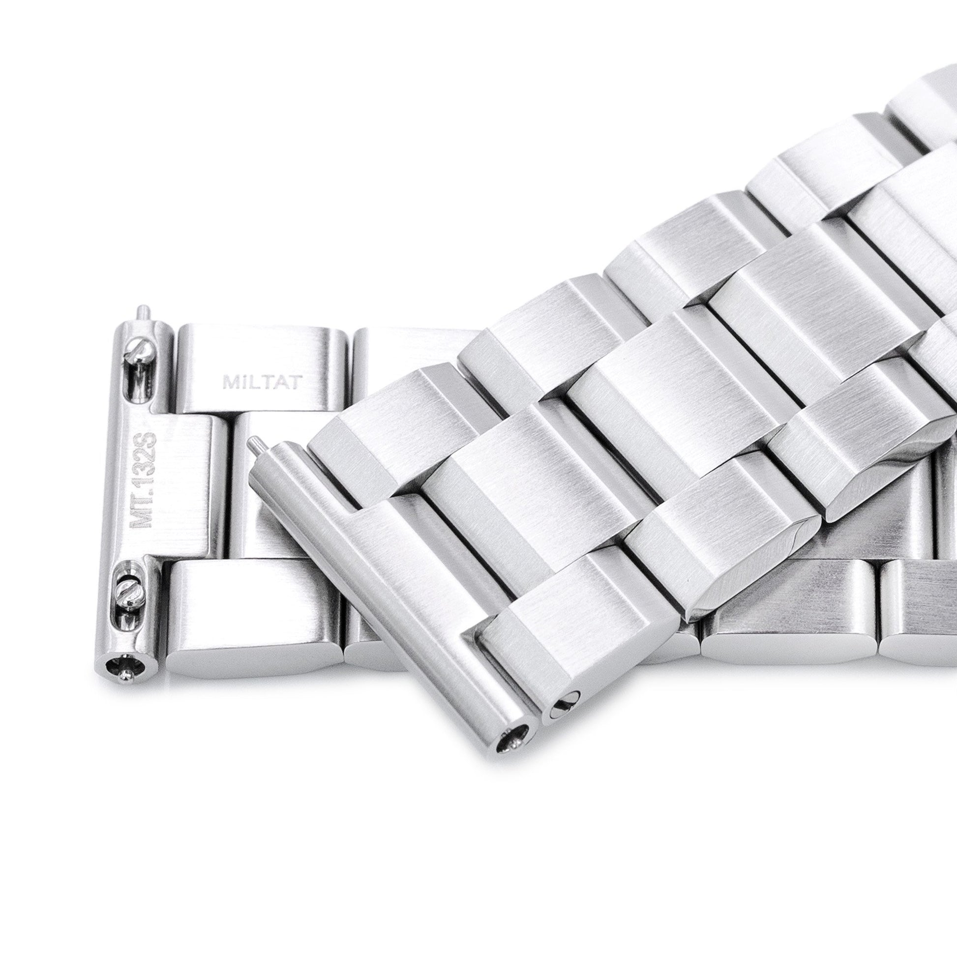 20mm Hexad III QR Watch Band Straight End Quick Release, 316L Stainless Steel Brushed V-Clasp
