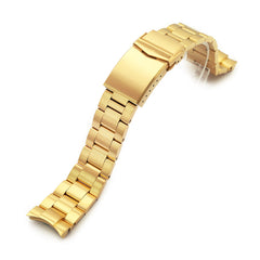 20mm Super-O Boyer Watch Band for Seiko Alpinist SARB017, 316L Stainless Steel Full IP Gold V-Clasp