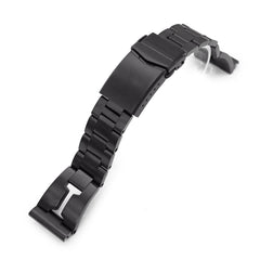 22mm Retro Razor 316L Stainless Steel Watch Band Straight End, PVD Black V-Clasp 
